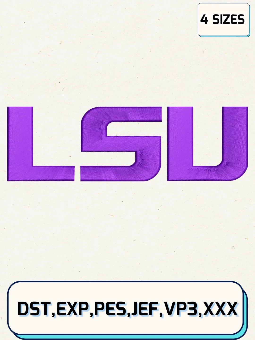 LSU Tigers Logos Embroidery Design Files, NCAA Logos Embroidery Designs, Machine Embroidery Files, 4 Sizes