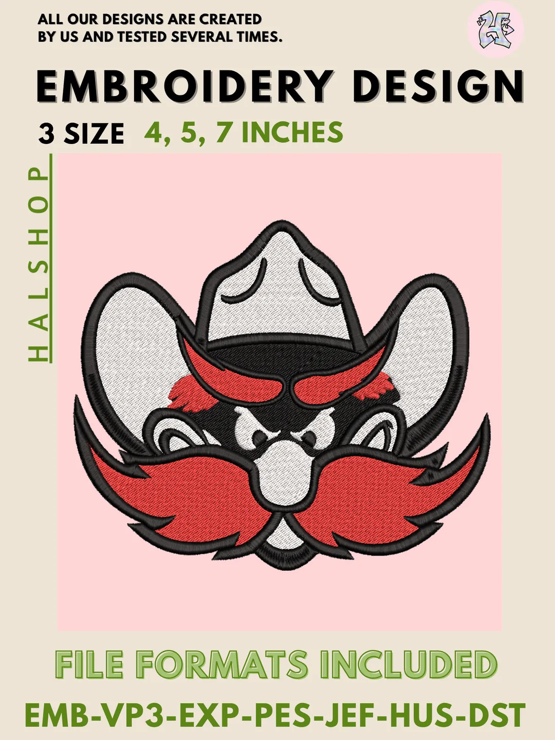 Texas Tech Red Raiders Machine Embroidery Design – NCAA College Sports Team Digital Embroidery File