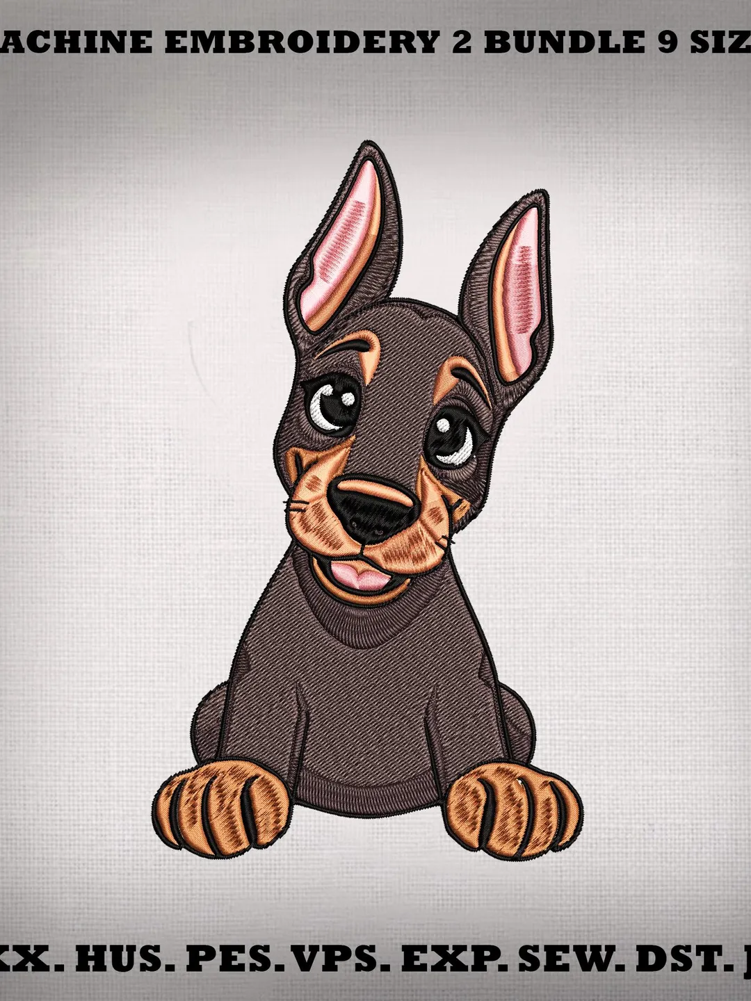 Cute Duberman Dog Embroidery Design, Puppy Embroidery File, Sitting Dog Design, Pet Embroidery Pattern, Machine Embroidery, Digital Download