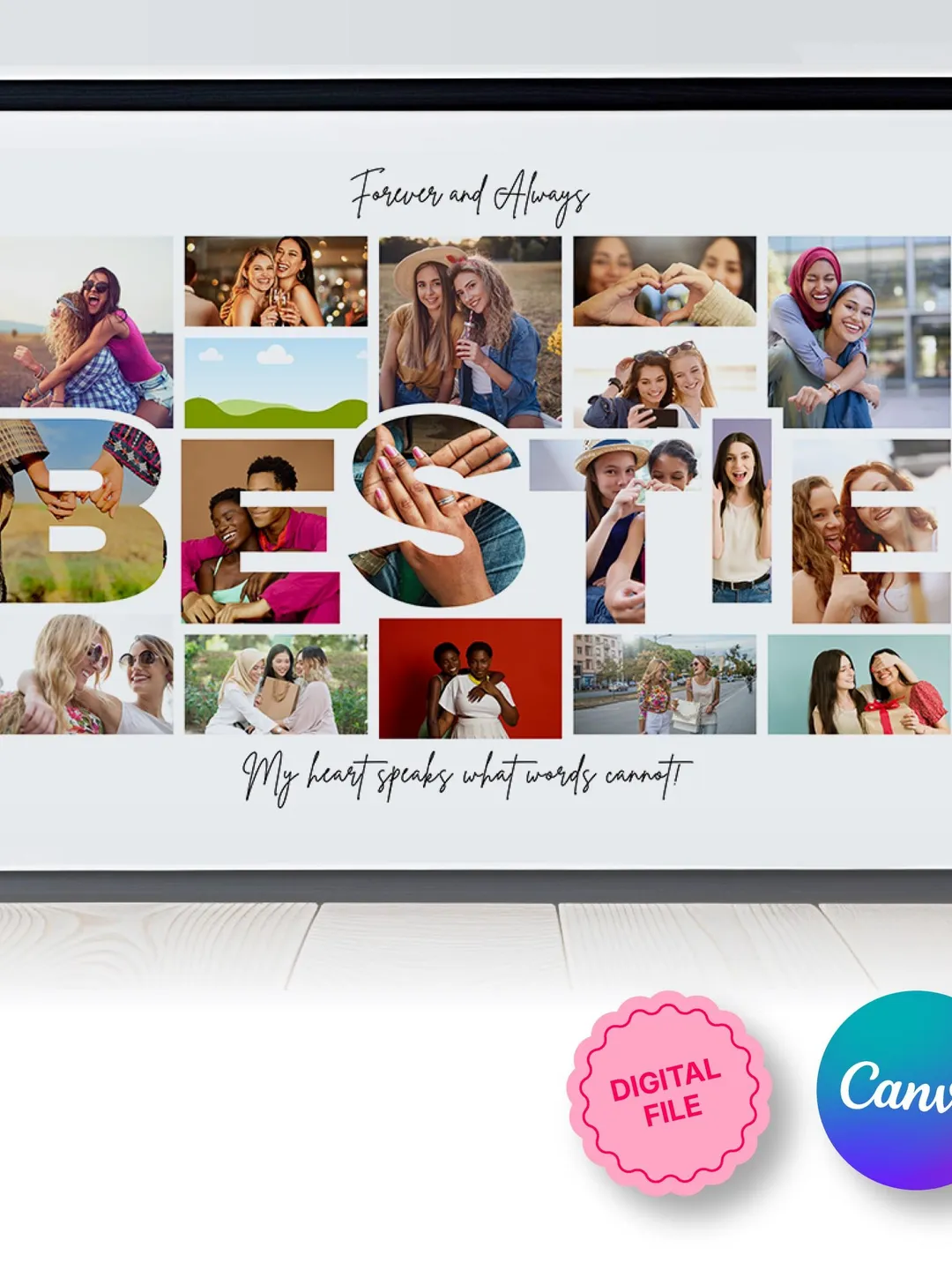 Personalized BESTIE Photo Collage Frame | Editable Canva Template - BFF ...