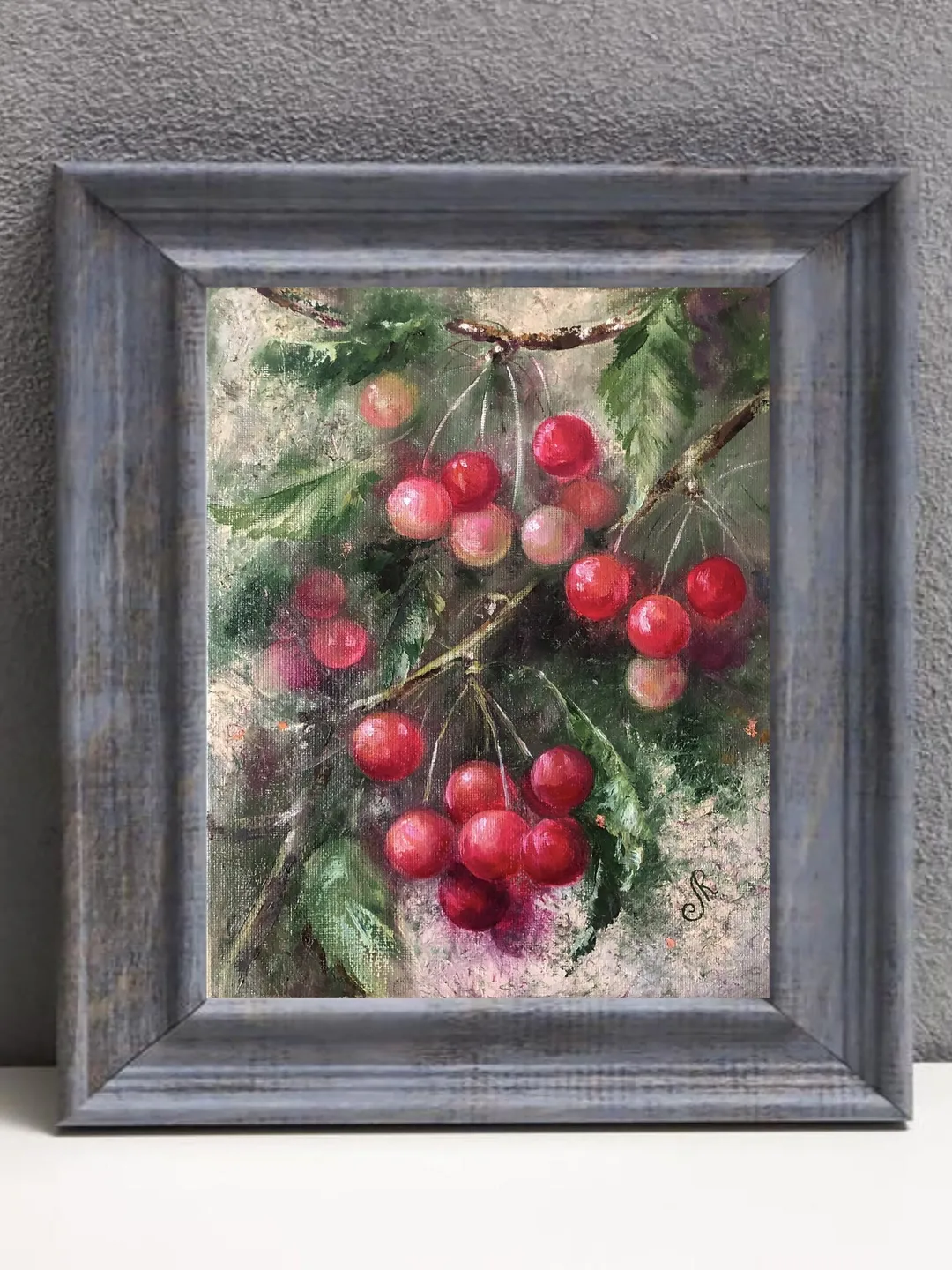 Cherry Painting Original Fruit Oil Painting Kitchen Still life Painting