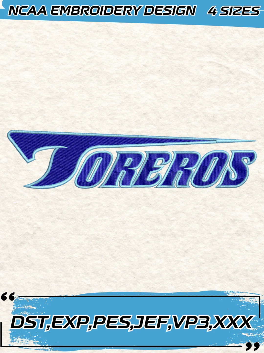 San Diego Toreros Wordmark Logos Embroidery Design,NCAA Logo Embroidery Design,Machine Embroidery Design File,4 Sizes, Digital Download