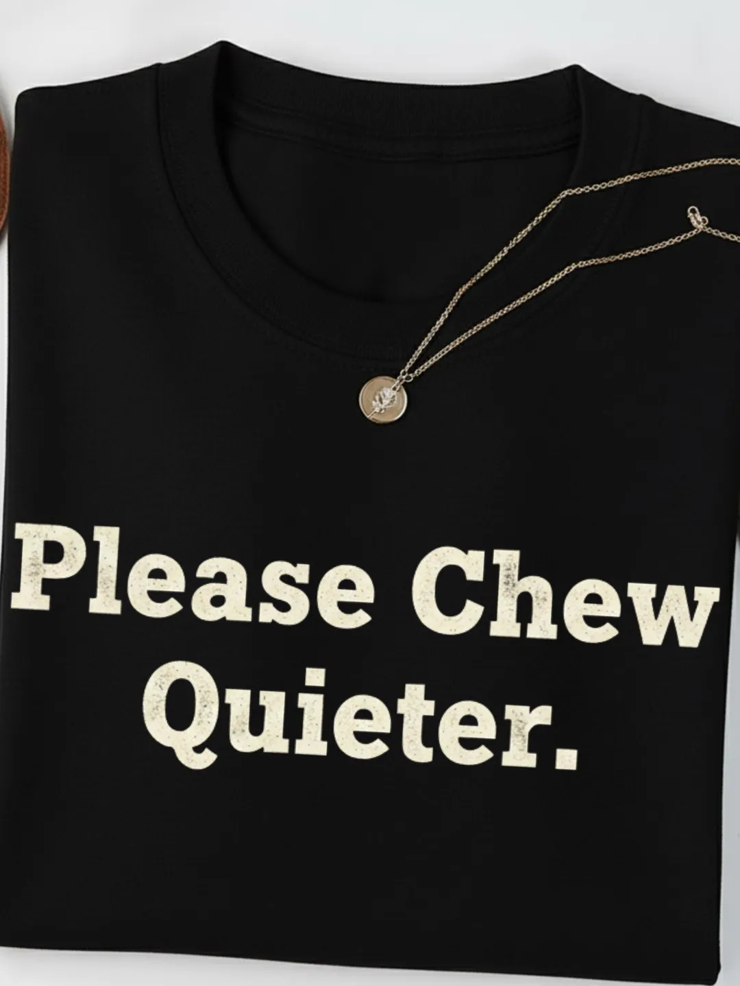Please Chew Quieter Shirt - Vintage Style Aesthetic T-Shirt for Misophonia Awareness, Sarcastic Introvert Gift, Minimalist Graphic Tee Soft
