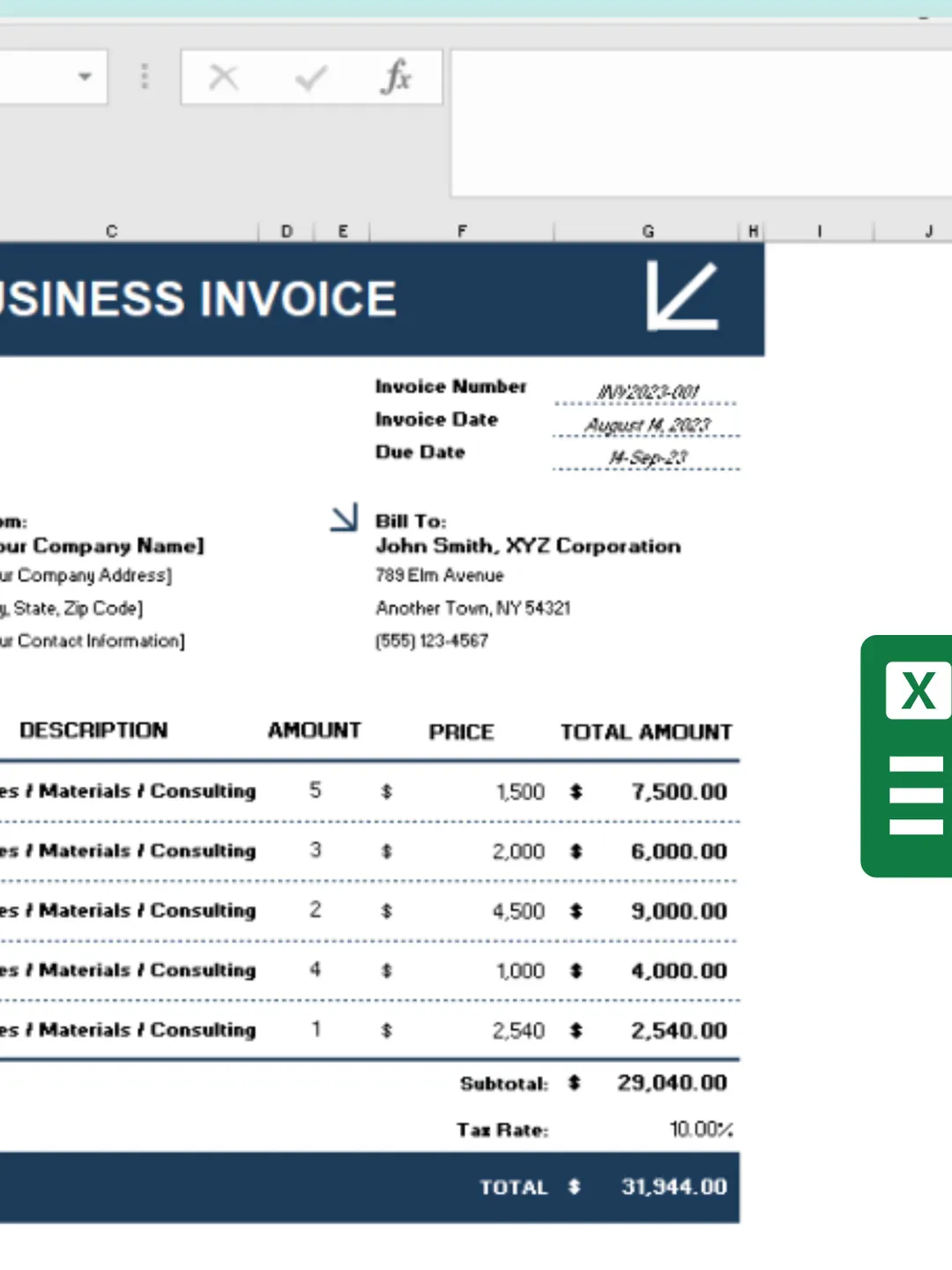 Editable Business Invoice Template | Google Sheets & Excel | Small ...