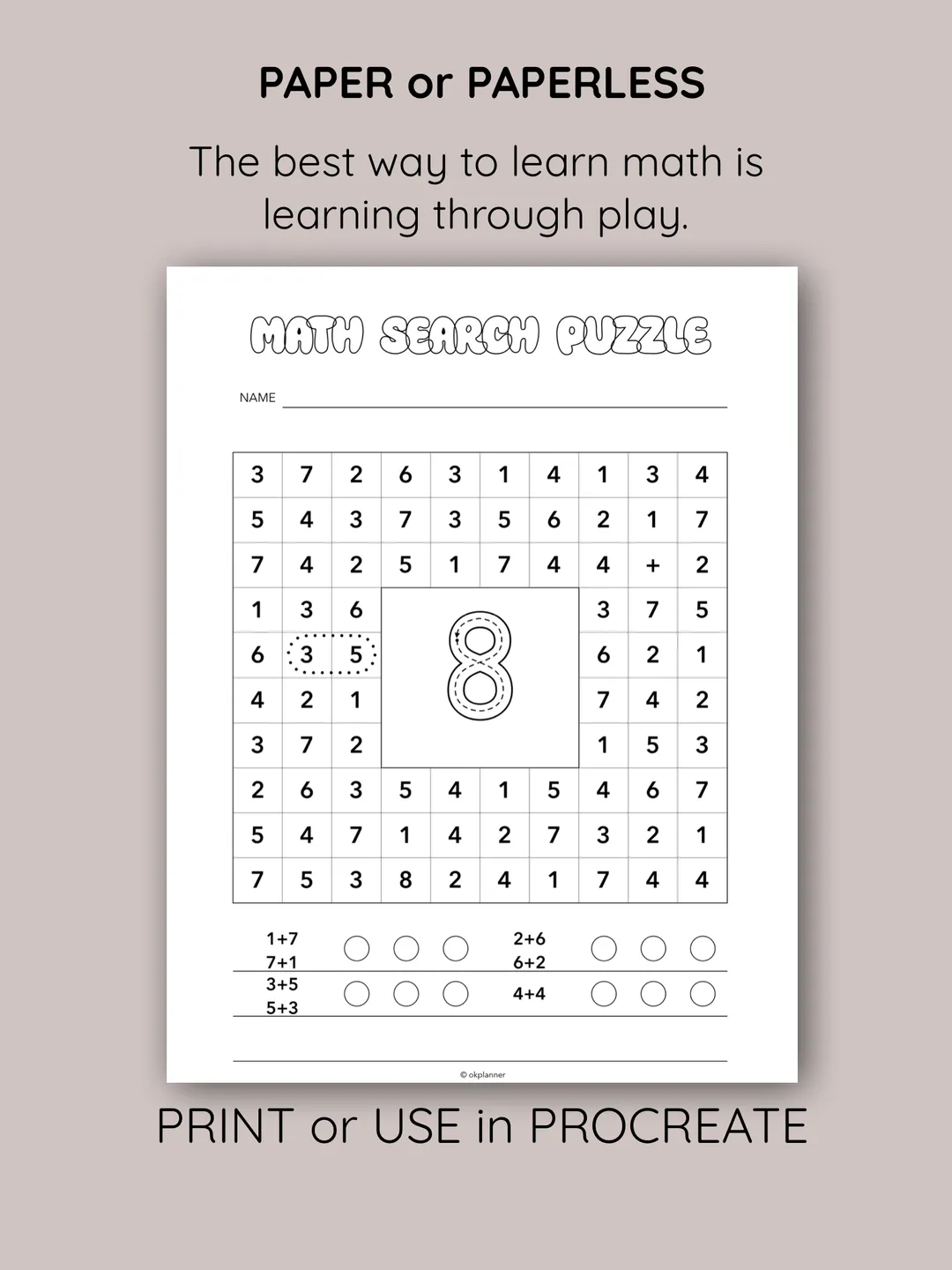 Puzzls Math Search Fun Math Search Puzzle for Kids. Classroom math games. Homeschooling ...