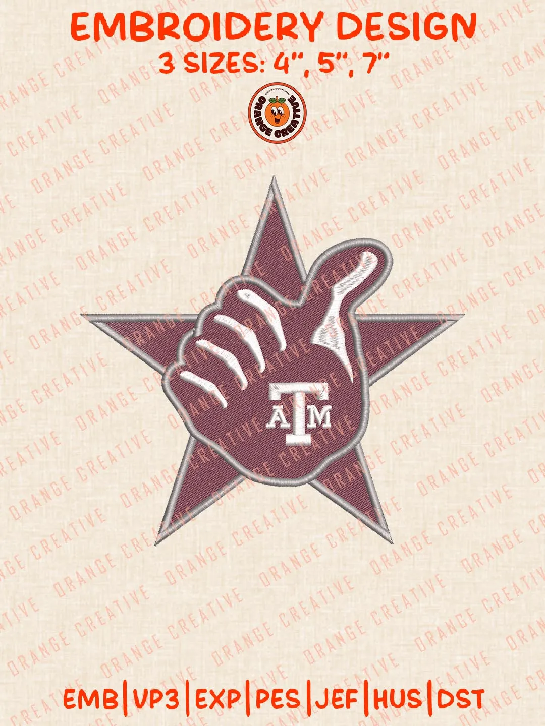 NCAA Texas A&M Aggies Logo Embroidery Design, NCAA Team Embroidery Design, Machine Embroidery Design File, 4 Sizes, Custom Size, Digital Download