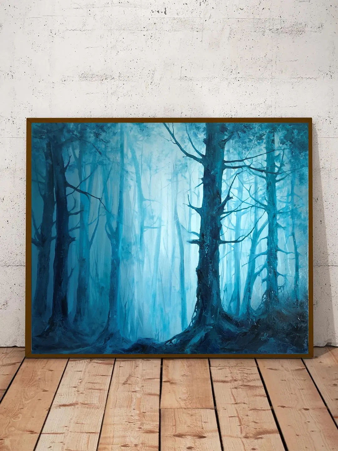 Forest Painting Original Oil Painting on Canvas Foggy Forest Landscape Artwork Misty Forest Painting