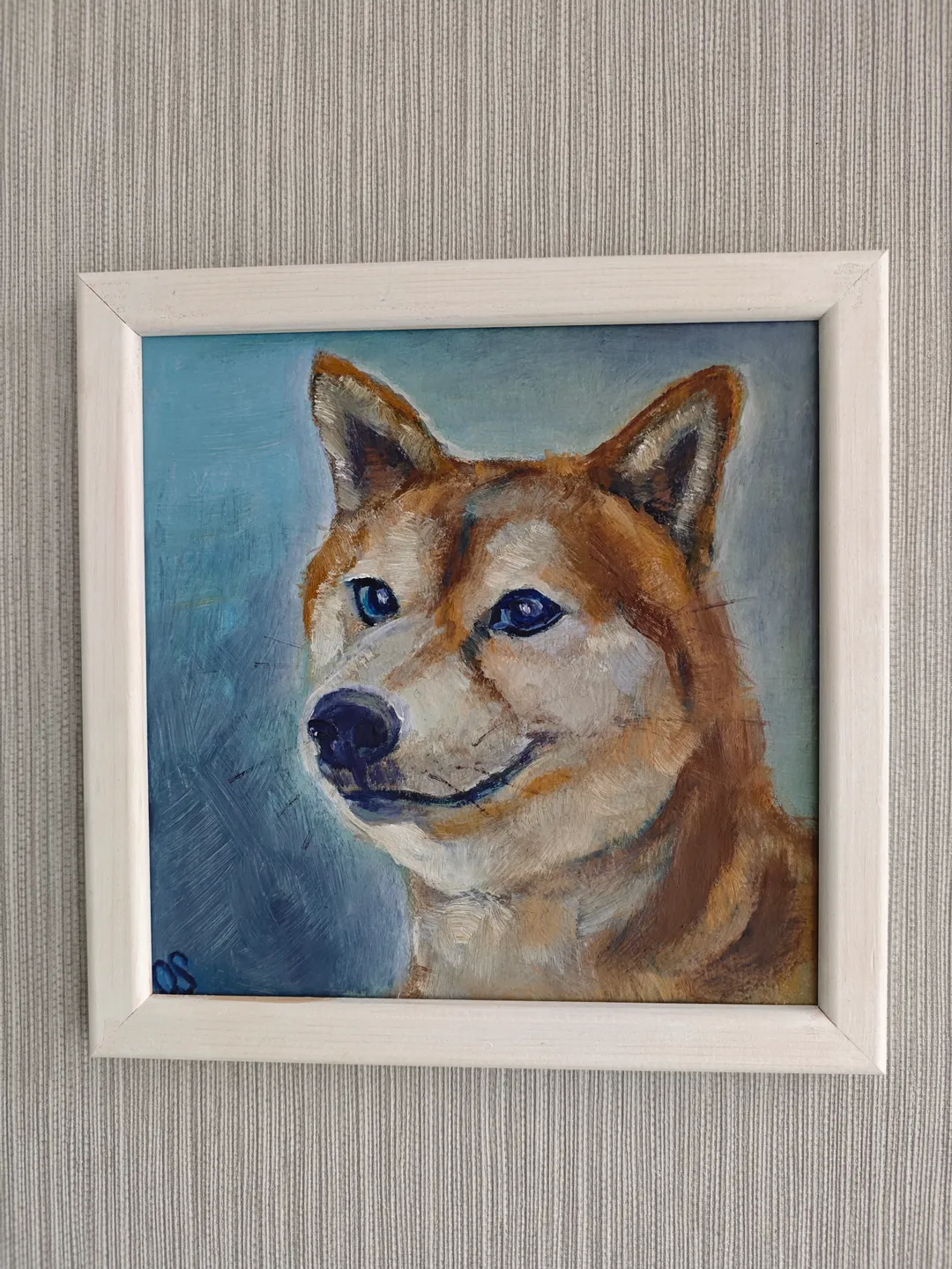 Shiba Original Painting Dog Original Art Animal Artwork Funny Dog Oil Painting Cute Shiba Wall Decor Art 8 x 8 inches by OlgaSokolovaArt