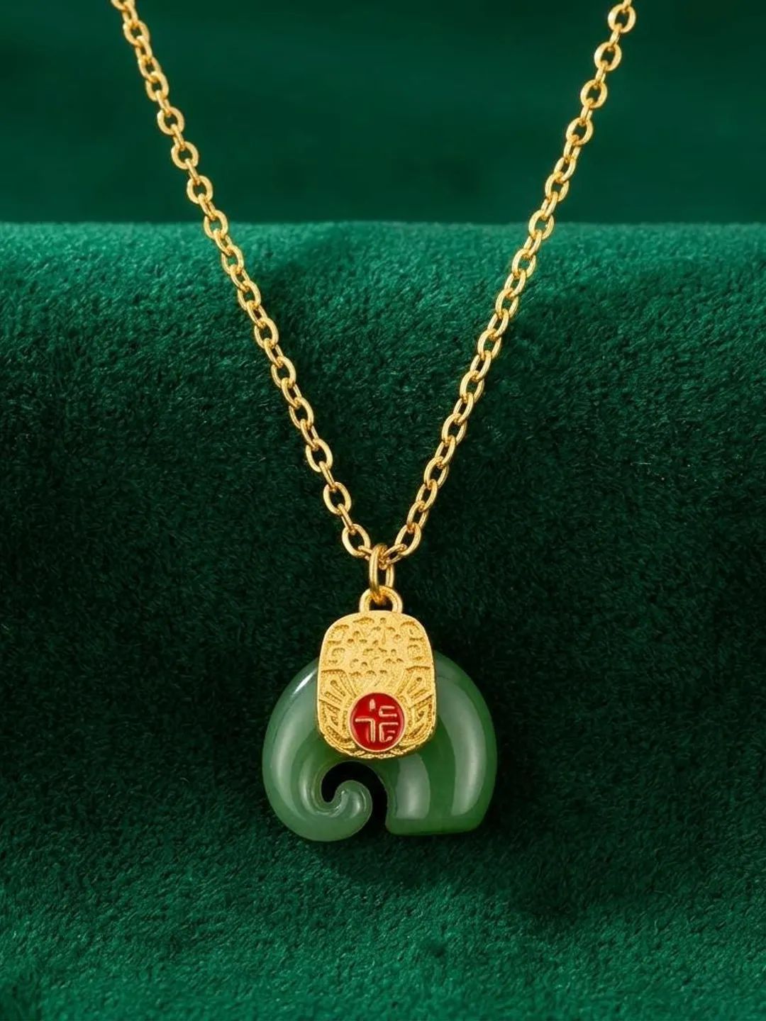Elephant Style Pendant, Gold Chain Necklace, Boho Jewelry, Lucky Charm Necklace, Gift for Her