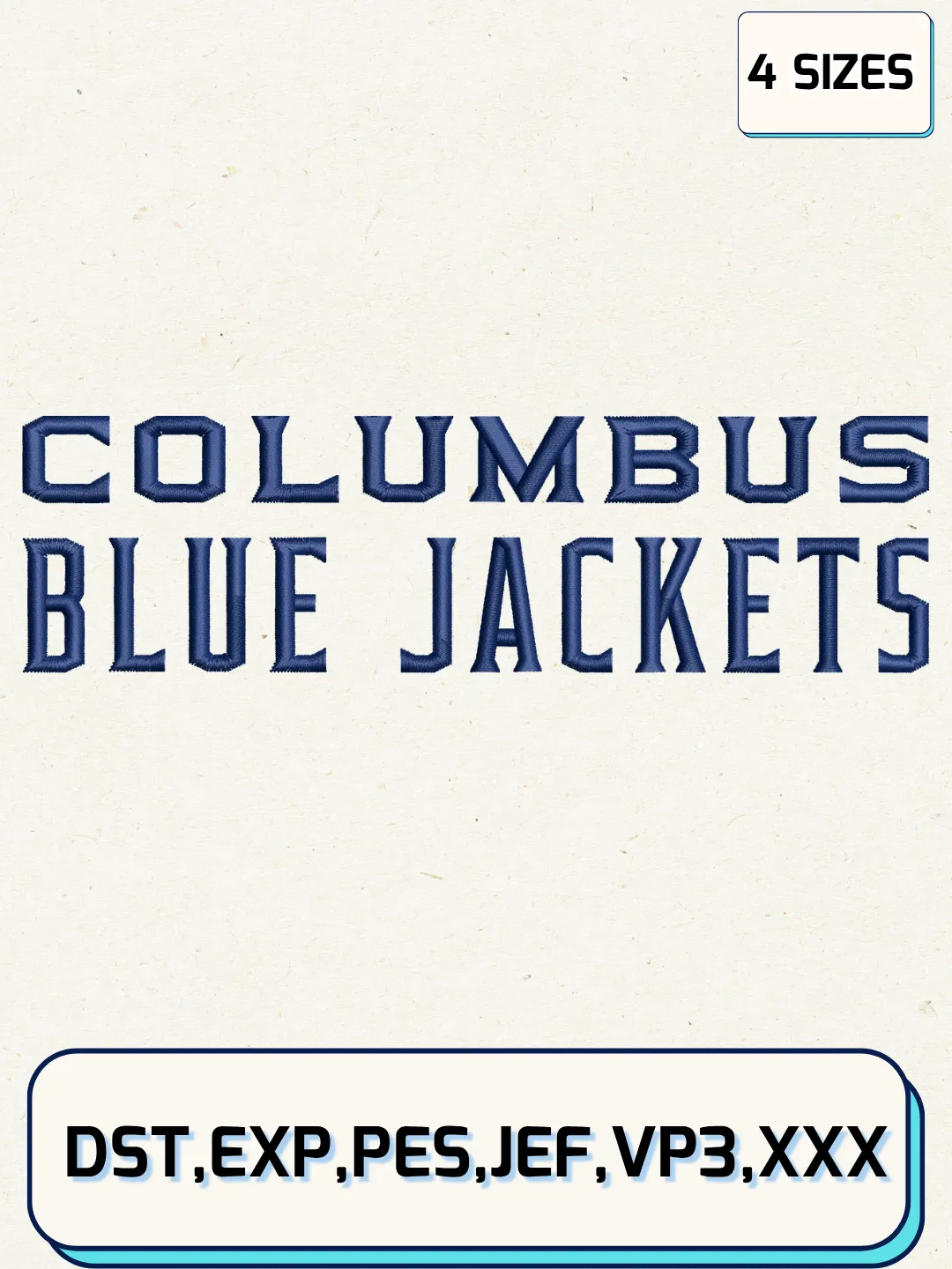 Blue Jackets Hockey Embroidery Design Files ,Machine Embroidery Files,4 Sizes