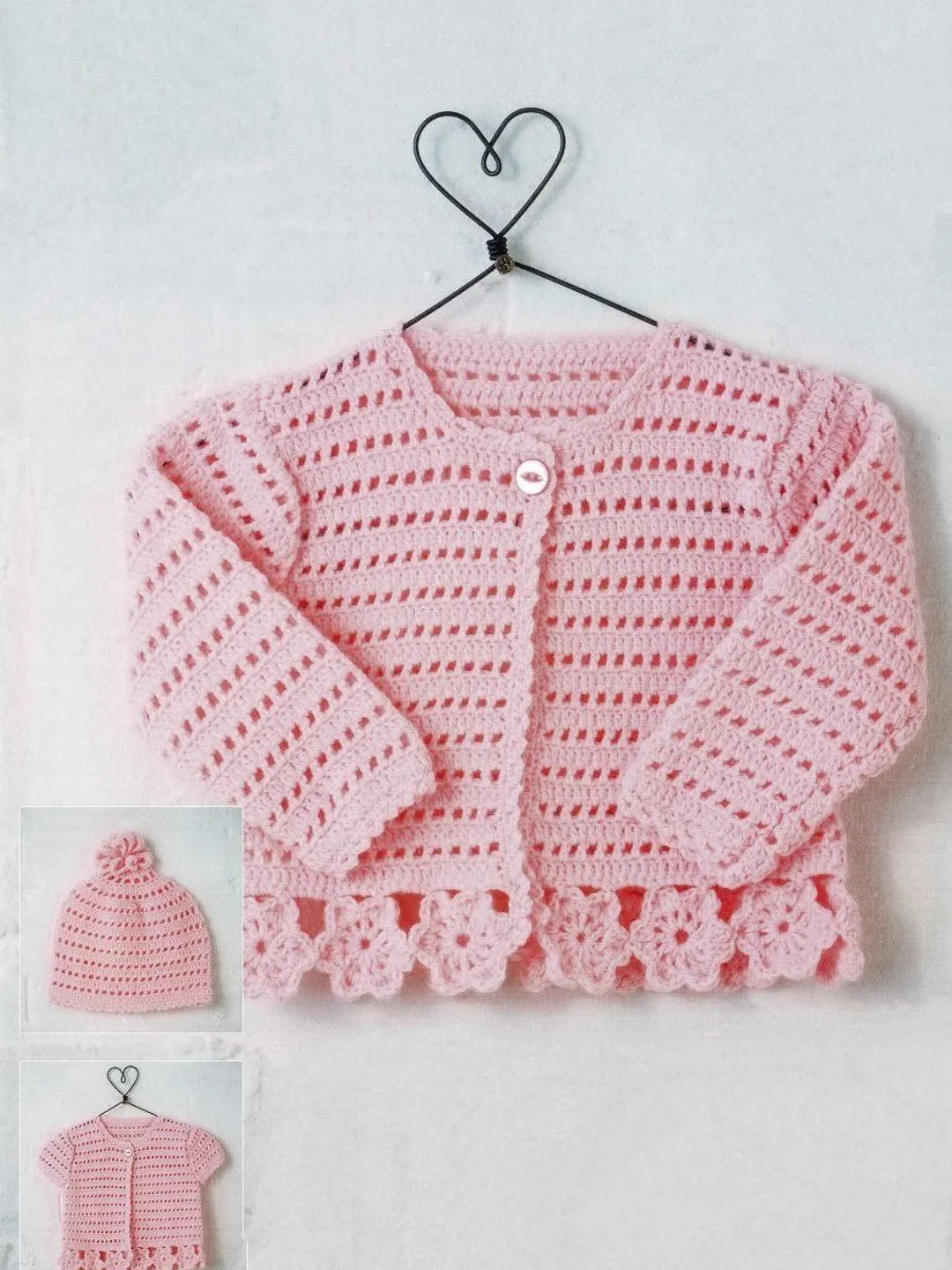 Baby cardigan crochet pattern, lace baby cardigan pdf, set baby crochet