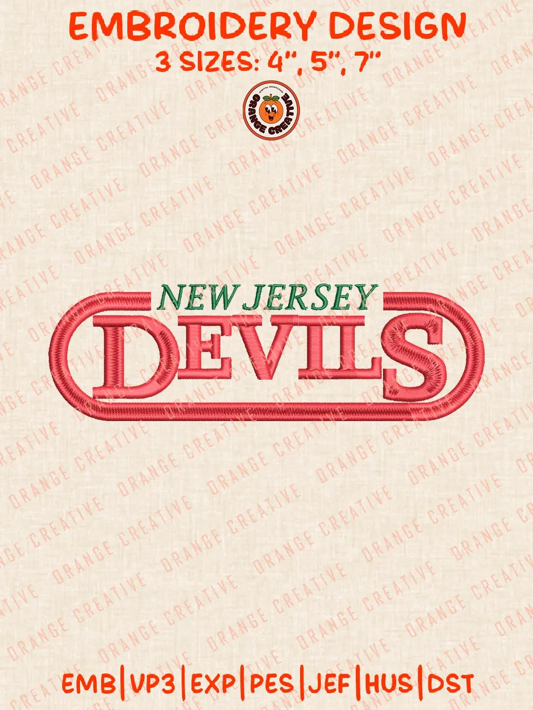 New Jersey Devils Text Logos Embroidery Designs, NHL Team Logo Embroidery Files, Machine Embroidery Design File, 4 Sizes, Custom Size, Digital Download