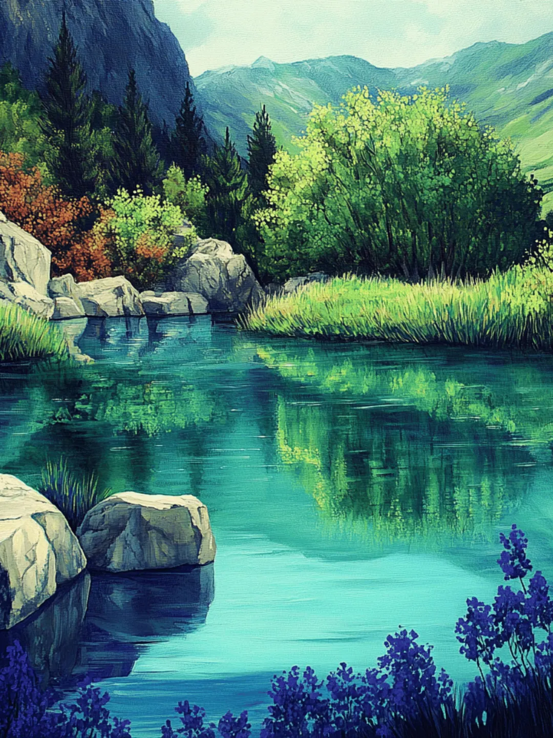 10 Mountain lake landscape digital image poster, Tarn scenery