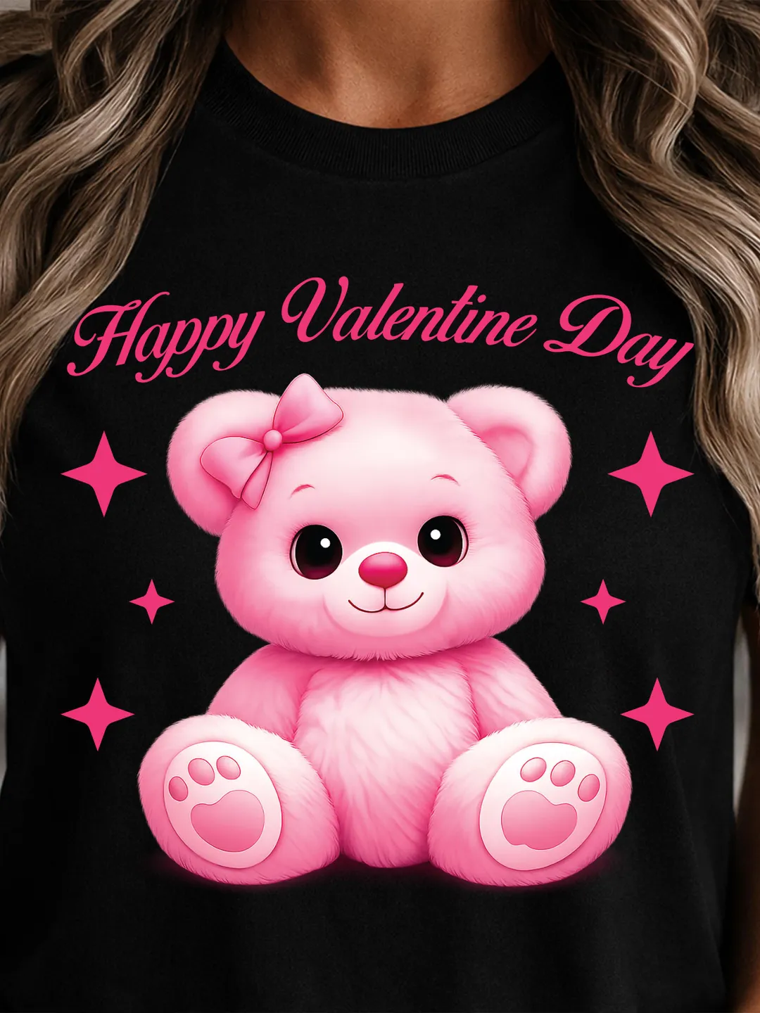 Cute Pink Teddy Bear Valentine PNG – Happy Valentine's Day Shirt Design ...