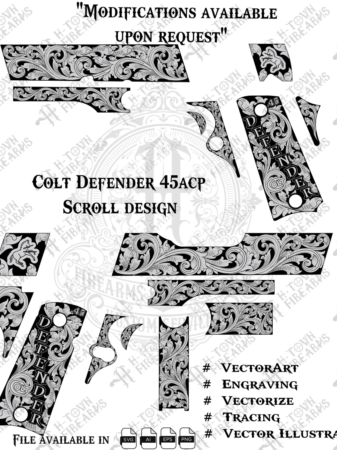 VECTOR DESIGN Colt 1903 32 ACP Scroll 1