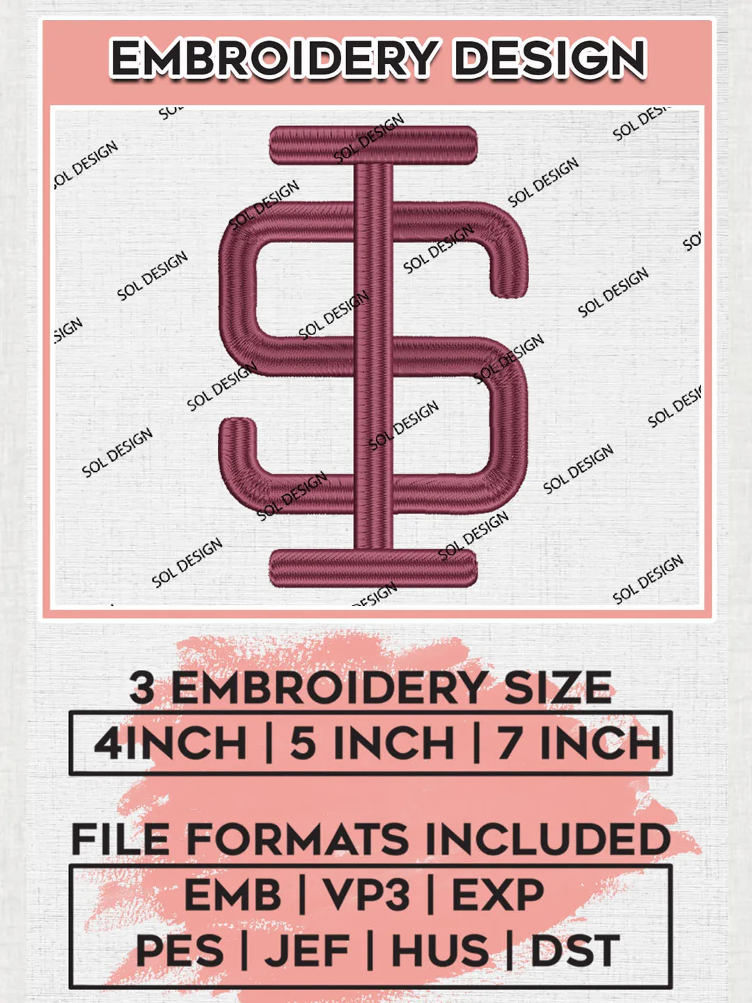 NCAA Southern Illinois Salukis Team Logo embroidery designs, NCAA Southern Illinois Salukis Logo Machine embroidery files, NCAA Team Logo embroidery designs, NCAA Game Day Machine embroidery designs, Digital Download