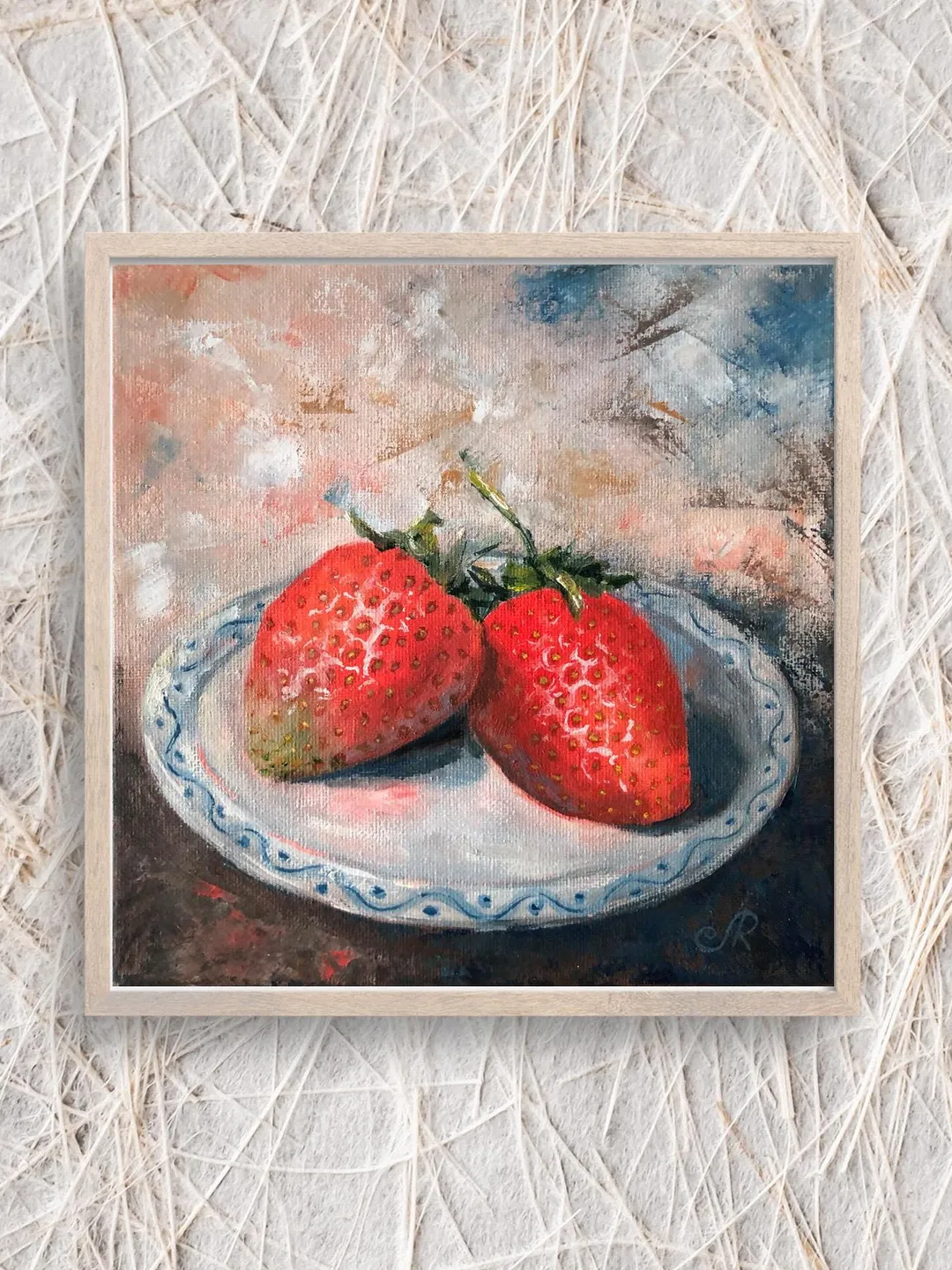 Fruits Oil Painting Strawberry Original Painting Kitchen Still life