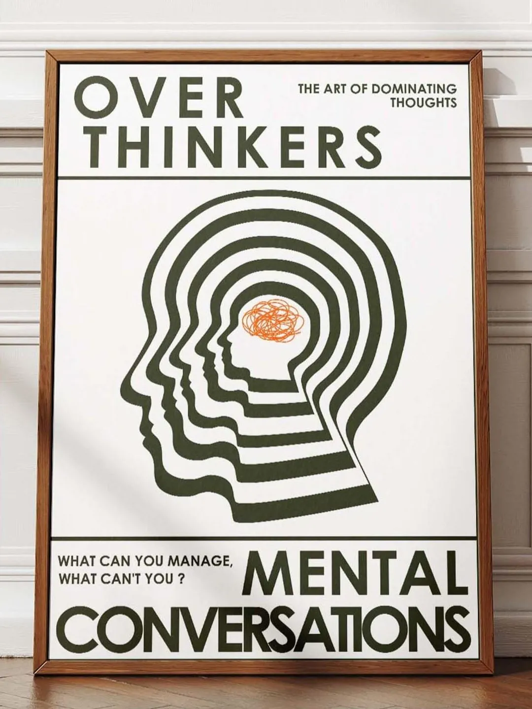 Overthinkers Wall Art Digital Print Retro Style Creativity Poster Eclectic Printable Artwork Trendy Room Decor Instant Download Green White