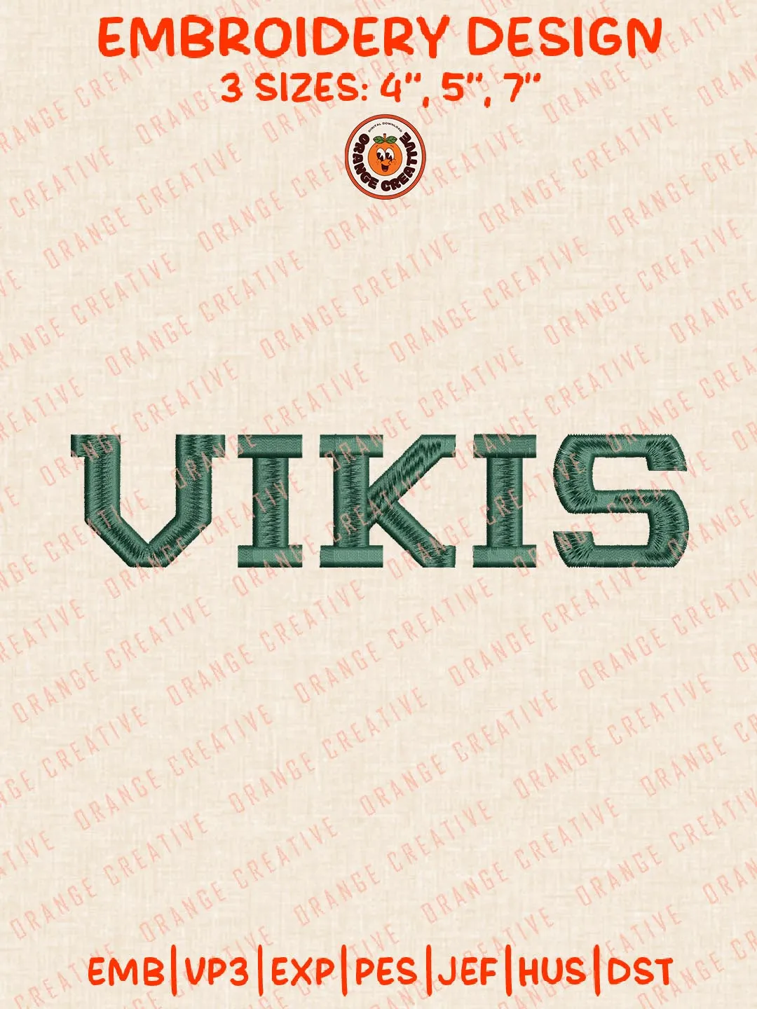 Vikis Logo Embroidery Design, NCAA Portland State Vikings Team Logo Embroidery Design, Machine Embroidery Design File, 4 Sizes, Digital Download