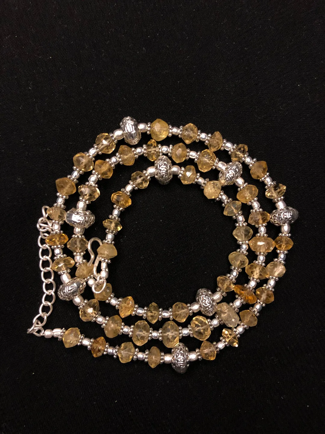 Natural Citrine Rondelle Gemstone Necklace, 25 inches,