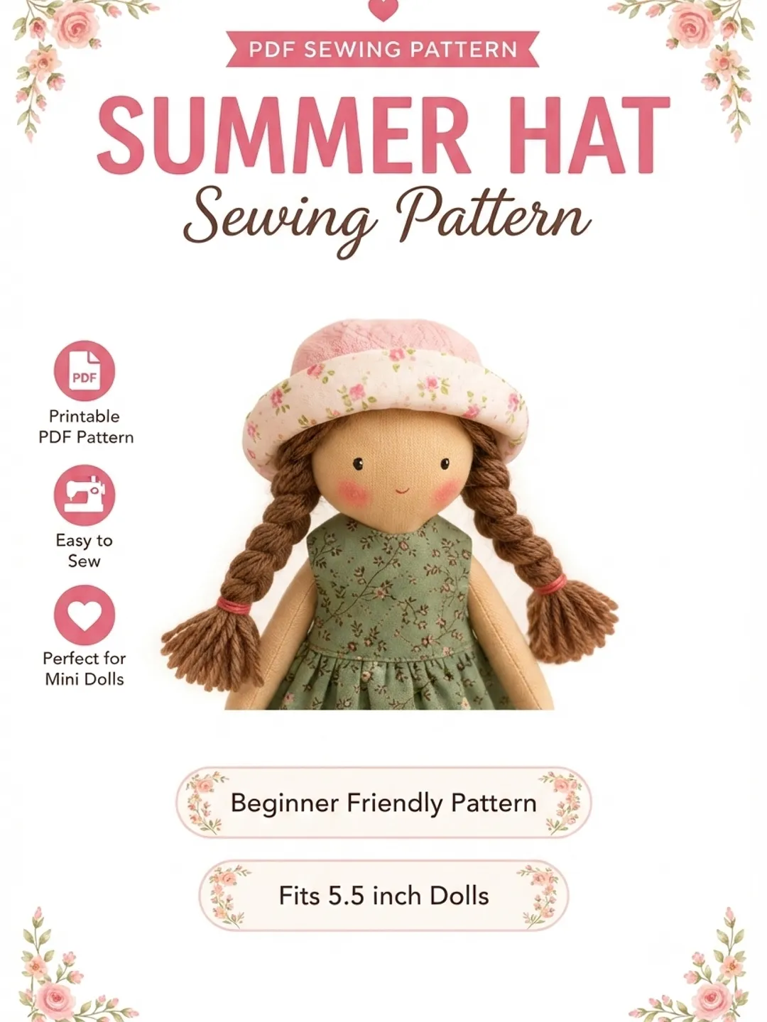 Mini Doll Bonnet Pattern Mini Jumping Dress Sewing Pattern PDF | Fits 5.5 Inch Dolls | Instant ...