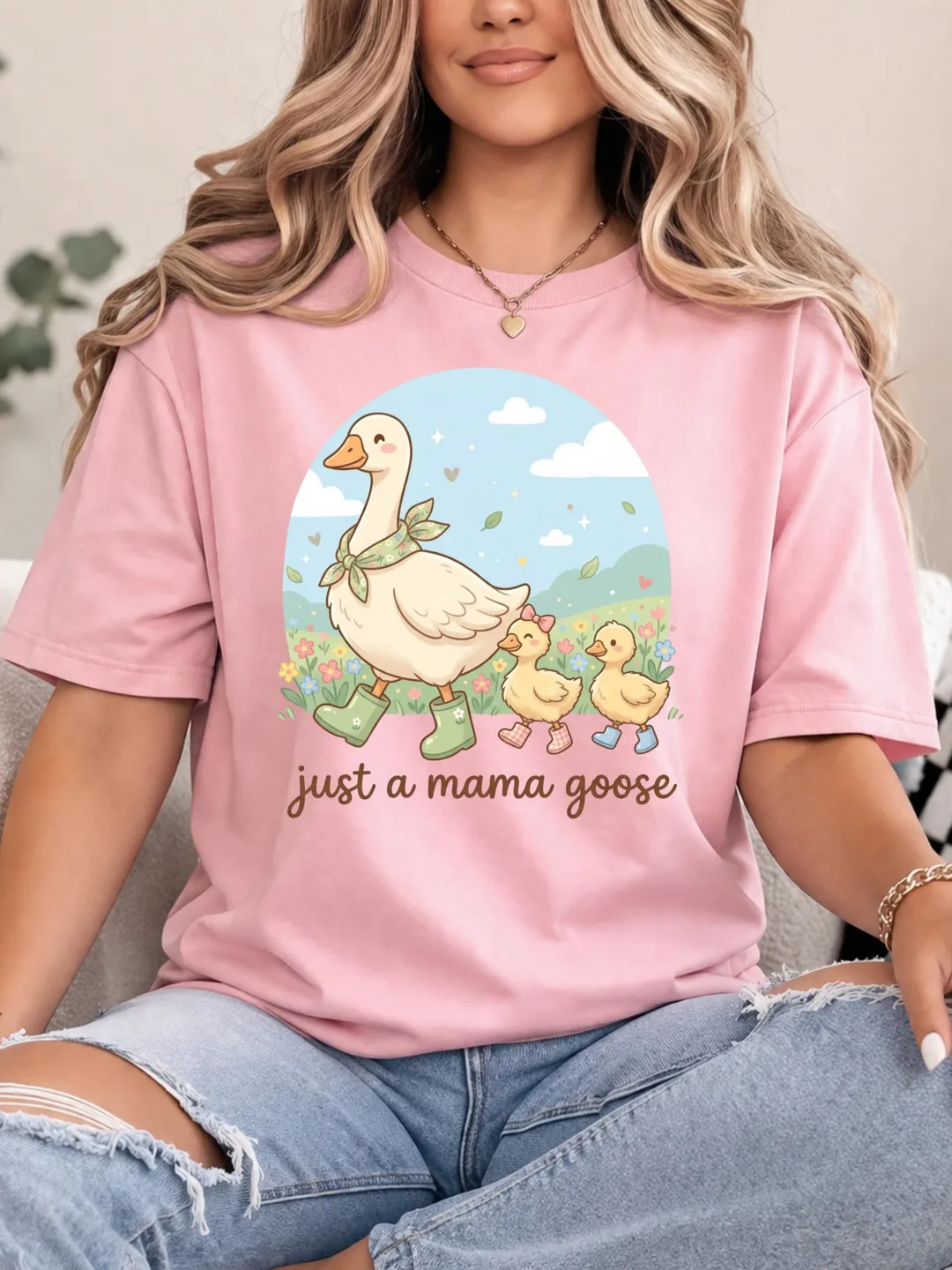 Just A Mama Goose PNG Baby Geese Following Mama Goose Cottagecore