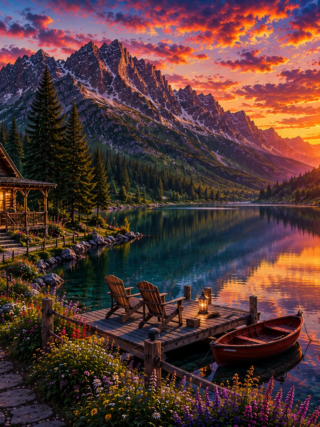 Sunset sceneries at lake side