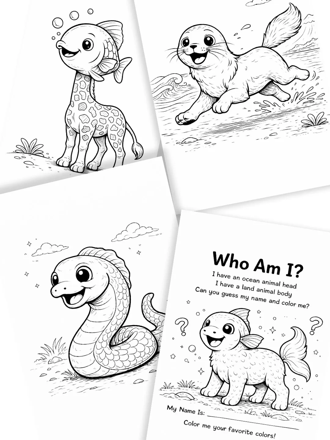 Mix and Match Animals Coloring - Ocean and Land