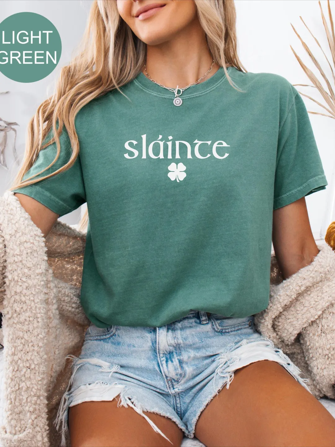 Comfort Colors® Slainte Shirt, Womens Lucky T-Shirt, St Patricks Day Tee, Shamrock Shirt, Cute Patricks Day Top, Funny Irish Shirt