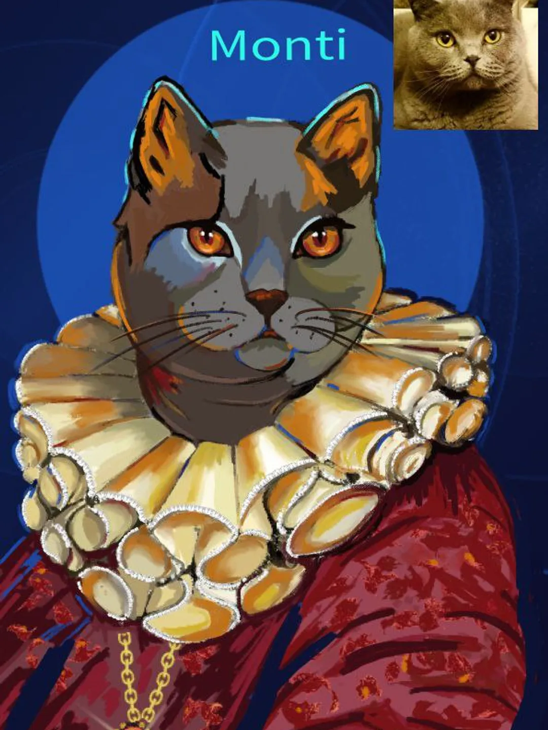 Royal Pet Portrait, Custom cat portrait, Digital Download, Cartoon portrait
