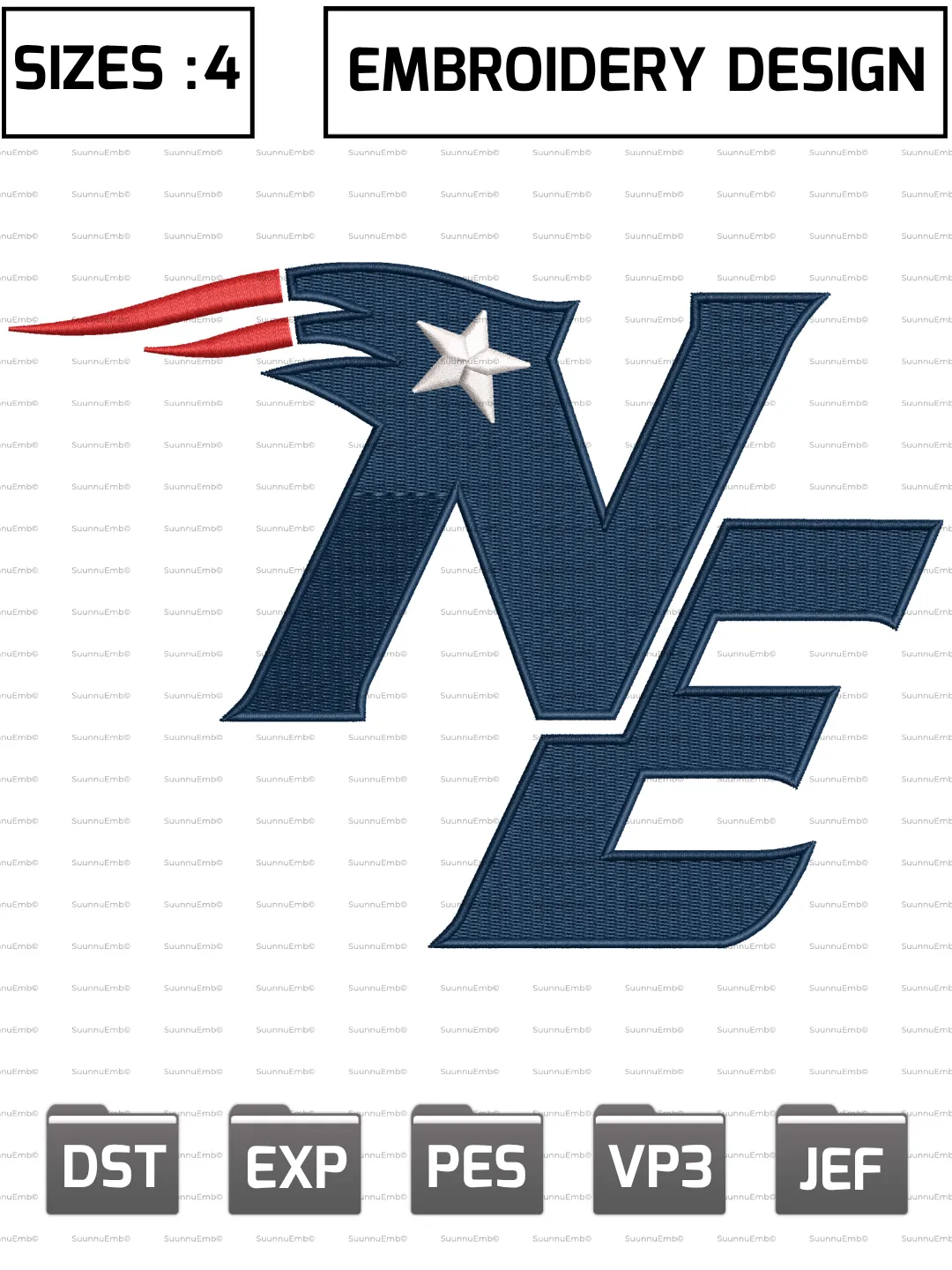 New England Patriots Misc Logo Embroidery Design,NFL Logos Embroidery Design,NFL Teams, Machine Embroidery Design File,4 Sizes, Digital Download