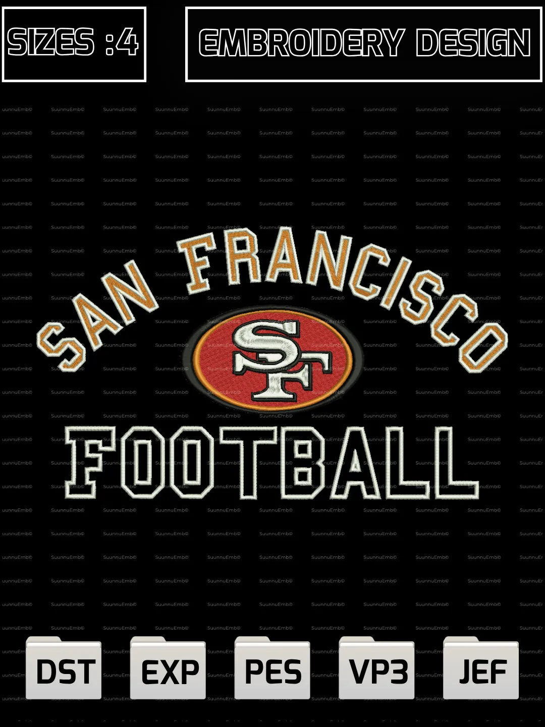 San Francisco 49ers Logo Embroidery Design,NFL Logos Embroidery Design,NFL Teams, Machine Embroidery Design File,4 Sizes, Digital Download