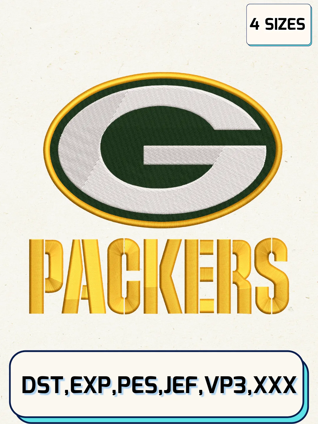 Green Bay Packers Alternate Logos Embroidery Design Files, NFL Logos ...