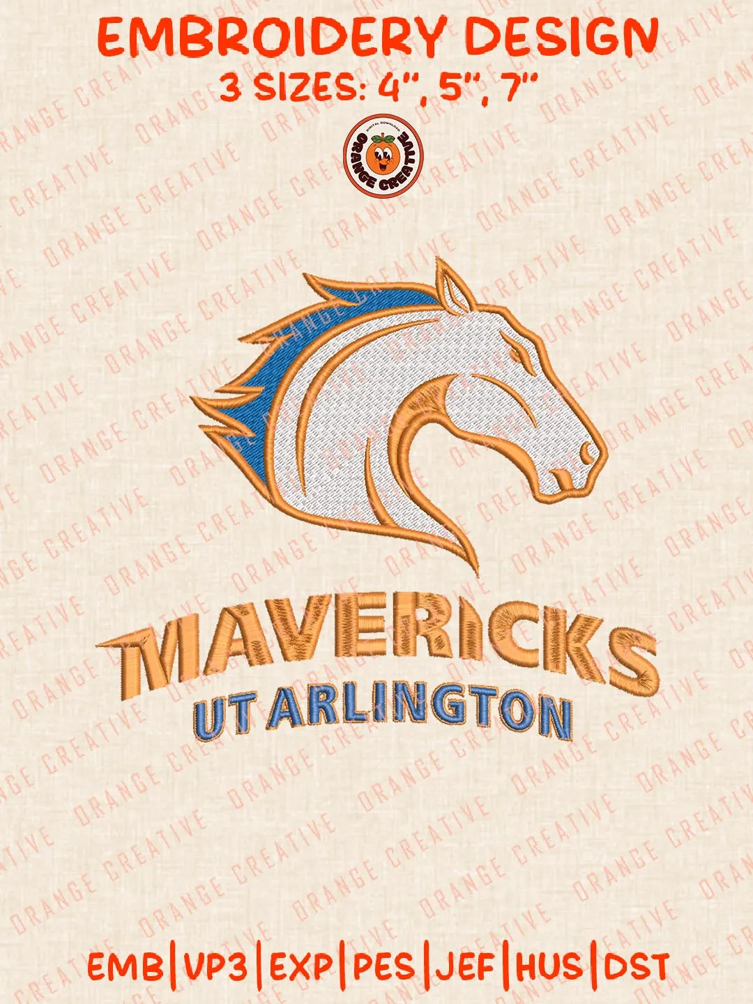 UT Arlington Mavericks Logos Embroidery Design Files, NCAA Logos Embroidery Designs, Machine Embroidery Files, 4 Sizes, Custom Sizes, Instant Download