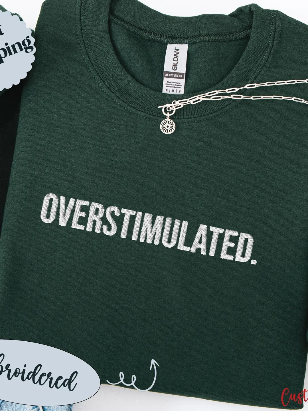 Embroidered Overstimulated Sweatshirt, Men's Jumper, Women's Pullover, Comfy Sweater, Casual Top, Relaxing Apparel