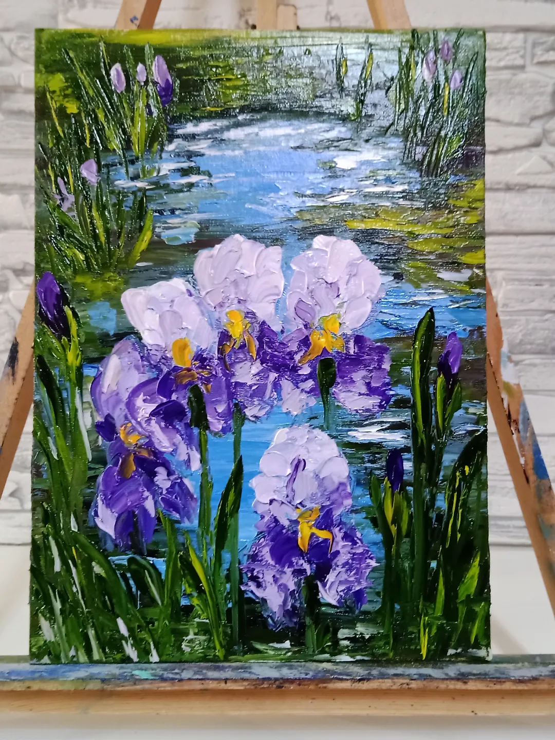 Irises Painting Original Art Impasto Oil Painting Canvas Painting