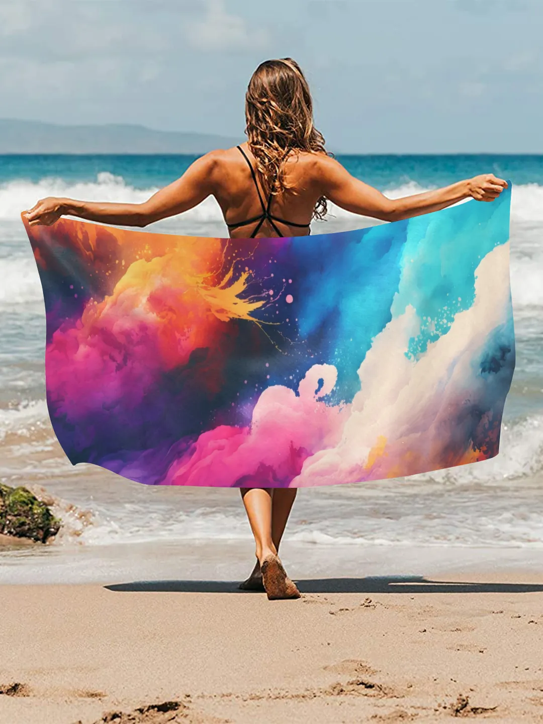 Colorful Watercolor Style Beach Towel