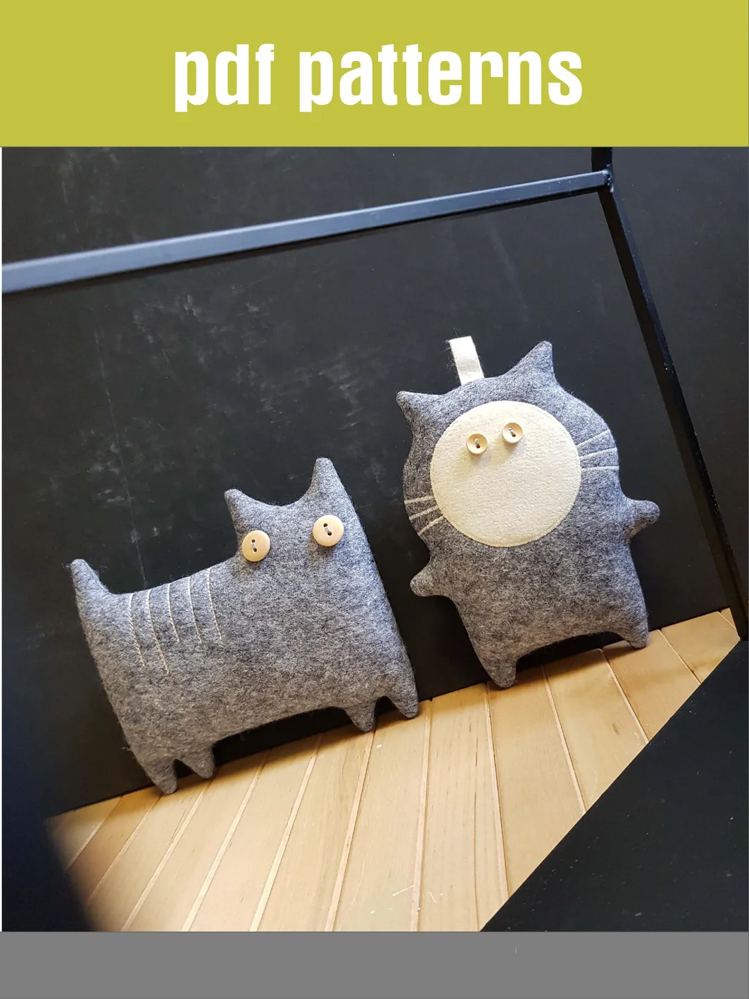 Felt Cats sewing patterns, set of 2 digital tutorials in English, stuffed animals patterns. Felt Craft.