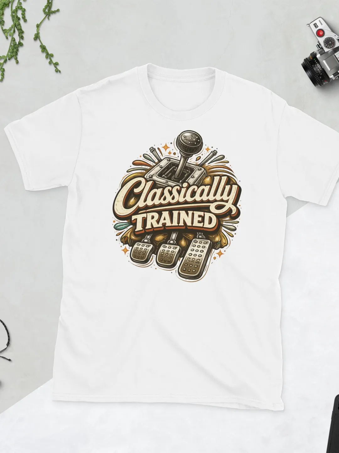 Classically Trained Manual Transmission Shirt, Retro Car Enthusiast Tee, Vintage Gear Shifter Graphic, Three Pedals Driving Apparel
