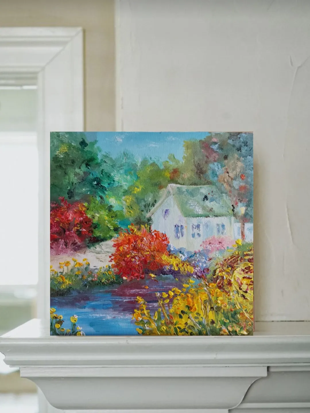 Garden. 20x20cm (8х8inc). ○My author's original painting ○Oil. Canvas on cardboard