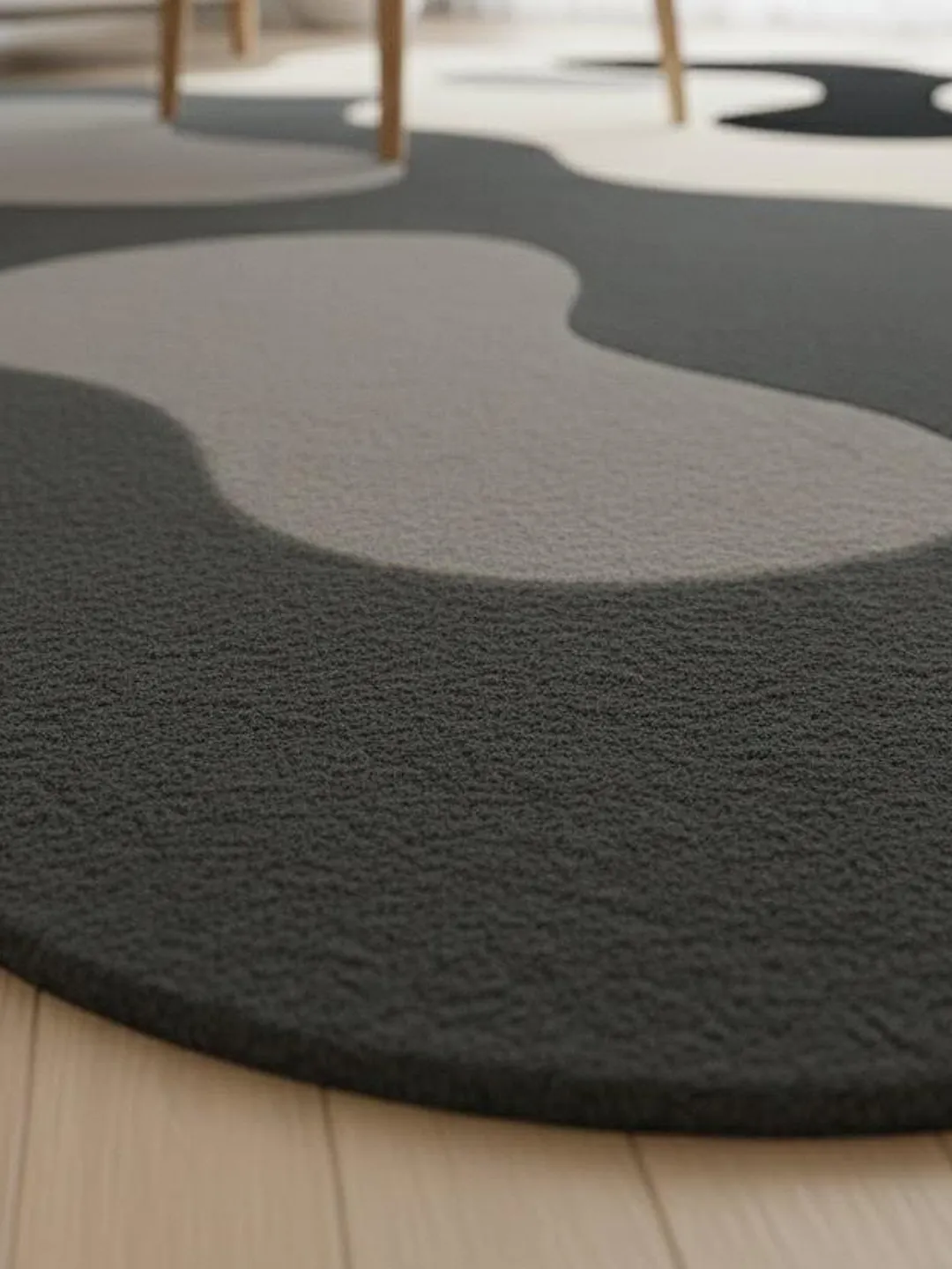 Modern Abstract Organic Shape Rug, Irregular Area Rug for Living Room ...