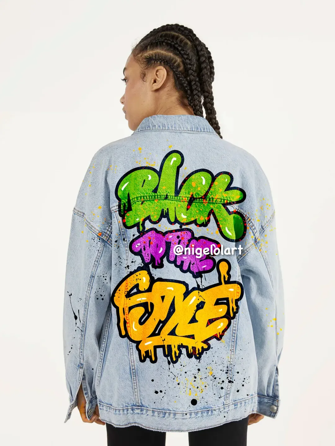 Quotes Text Lettering Painted Denim Jacket Handmade Custom denim jacket Personalized jean jackets Portraits from photos