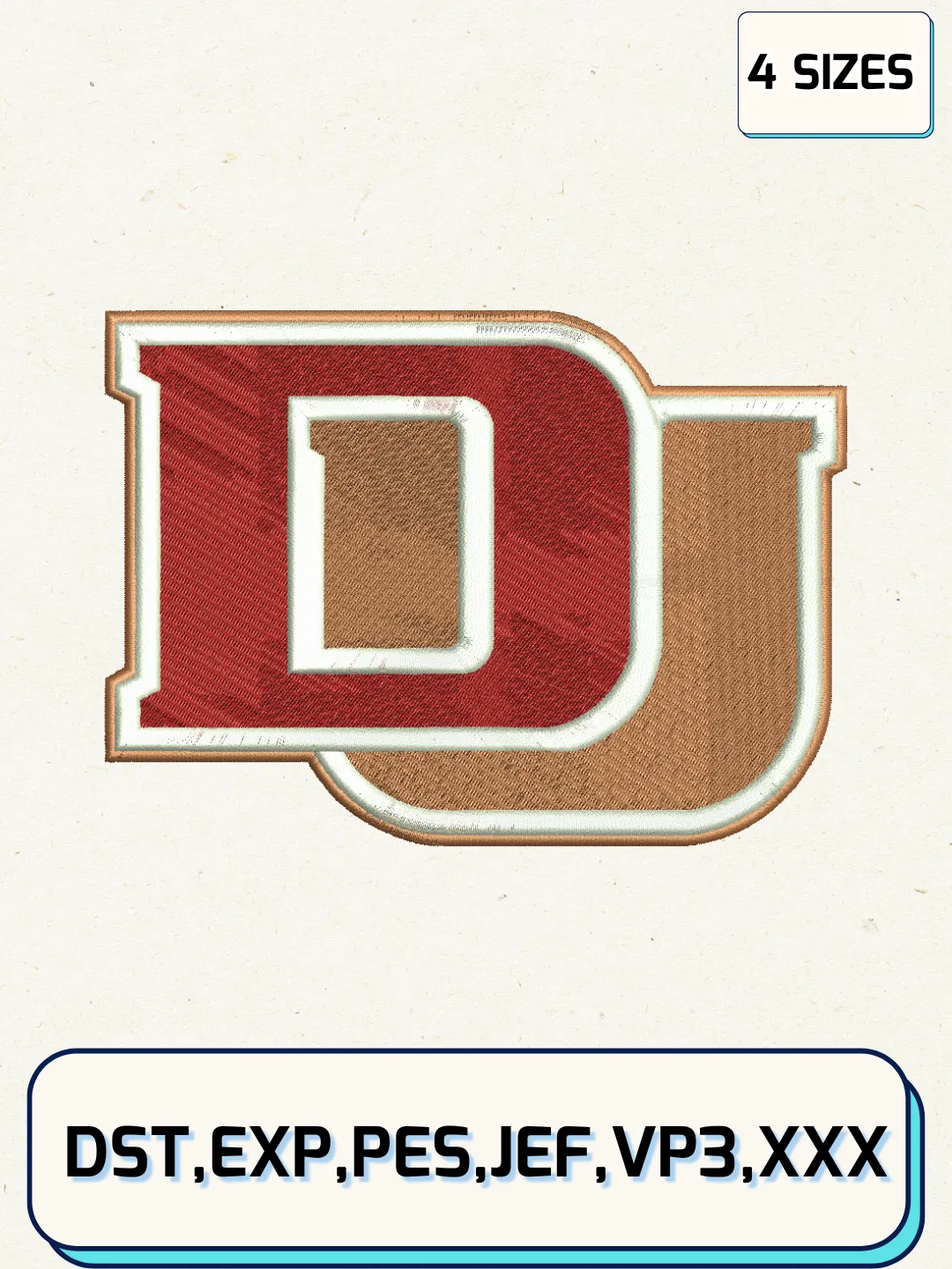 Denver Pioneers Logos Embroidery Design Files, NCAA Logos Embroidery Designs, Machine Embroidery Files, 4 Sizes