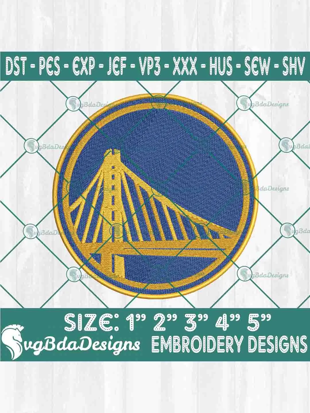 Golden State Warriors Machine Embroidery Design, NBA Embroidery Machine Designs