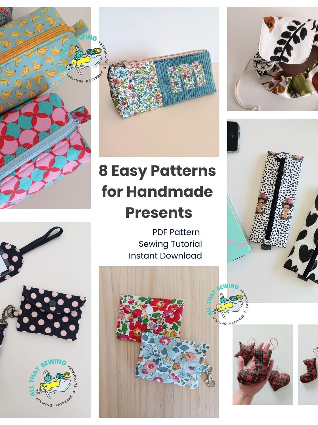 Easy Handmade Gifts Sewing Patterns, Pouch, Wallet, Ornaments (PDF Pattern)