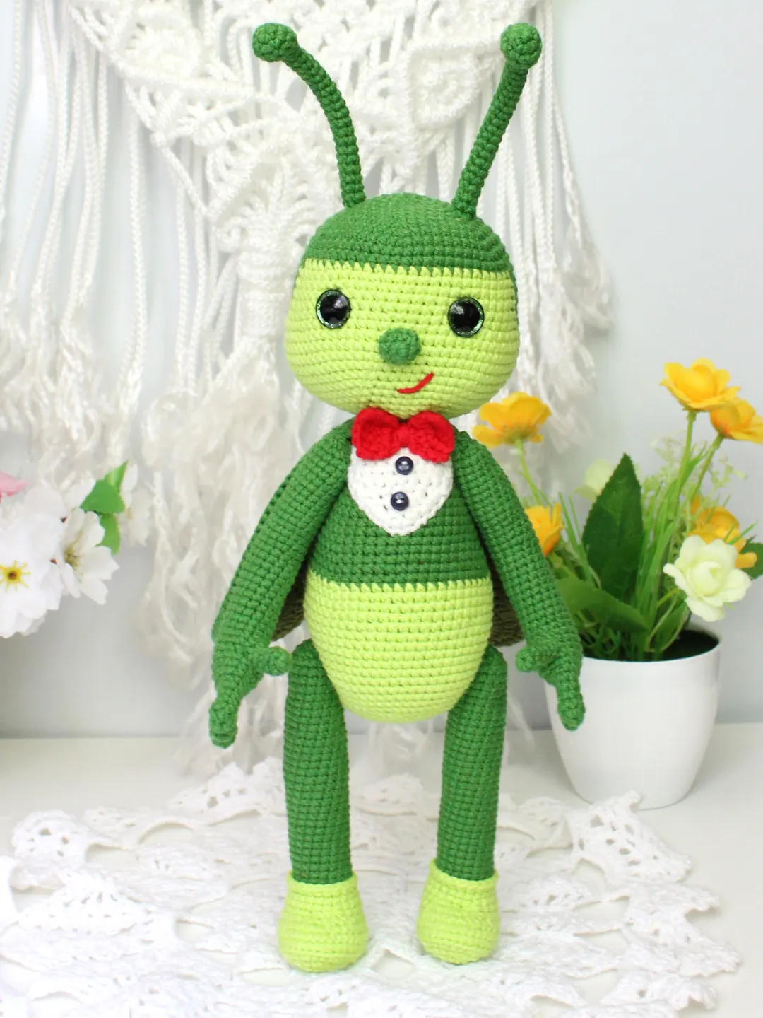 Grasshopper crochet pattern PDF in English Amigurumi plush toy Insect crochet tutorial