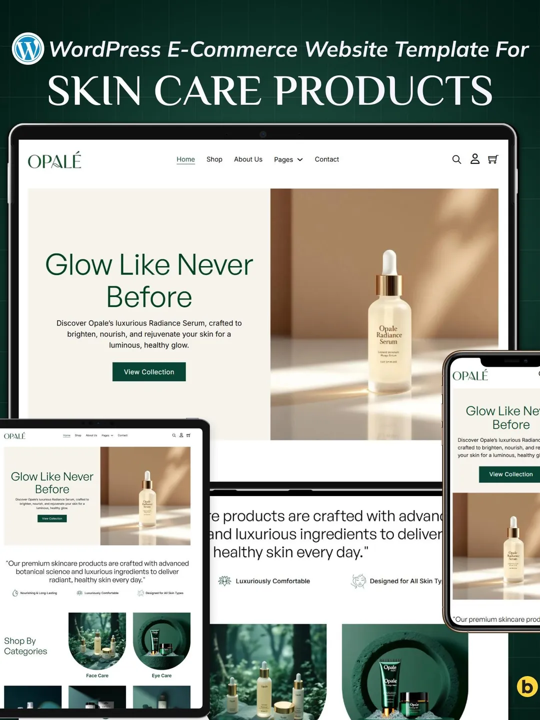 Skincare Products WordPress Bricks Builder Template Kit | Beauty, Cosmetics & Ecommerce Website Template