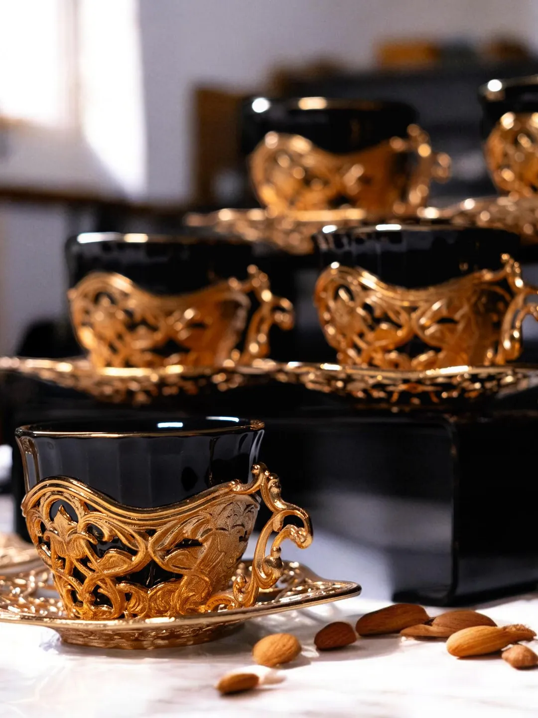 Princess Tea Cups and Saucers 6 Cups and 6 Coasters 90 ml | Tea Cups Saucers Set | Porcelain Set | Elegant Teaware | Gift For Tea Lovers