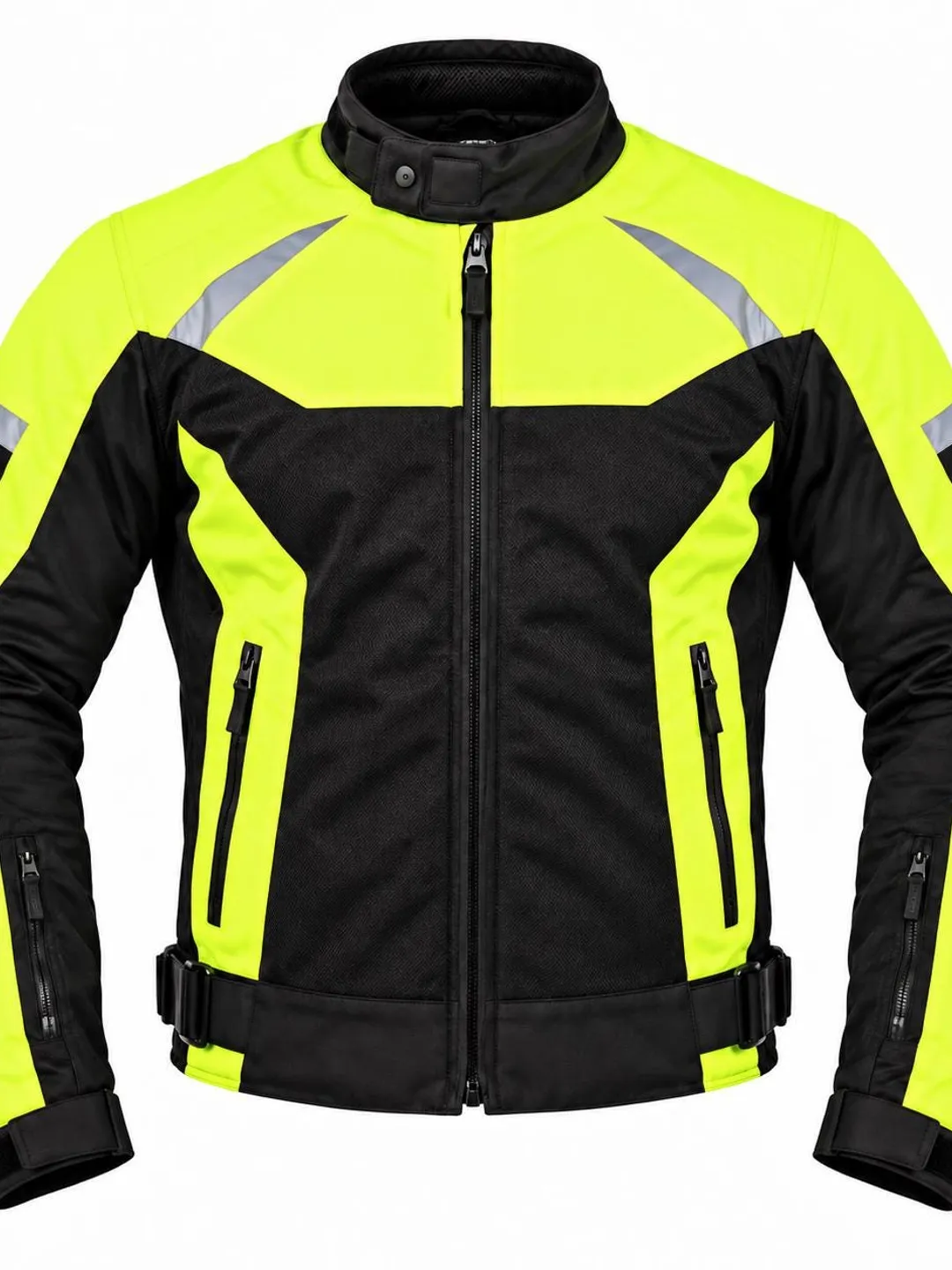 ZARK Men's Hi Vis Motorcycle Jacket, Neon Yellow Textile Riding