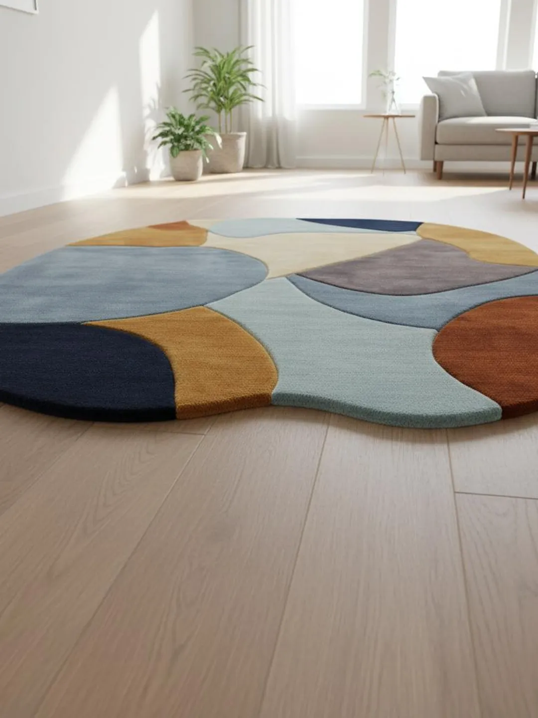 Irregular Abstract Area Rug Multicolor Irregular Abstract Area Rug with Organic Shape Modern Retro ...